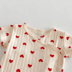 2026 Summer New Baby Sleeveless Sling Bodysuit Cute Infant Girl Heart Print Jumpsuit Cotton Toddler Sling Newborn Clothes 0-24M