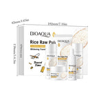 5pcs BIOAOUA Rice Raw Whitening Set Brighten Hydrating Moisturize Soothing Facial Cleanser+toner+essence+lotion+cream Skincare
