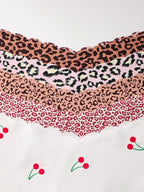 5-piece set of fully printed women's triangle panties with wavy edges, smooth and skin-friendly soft women's underwear
