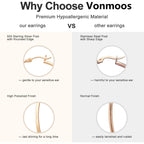 Shevalues Hoop Earrings Set for Women Man 14K Real Gold Plated Copper Hoops with 925 Sterling Silver Needle New Modern Jewelry