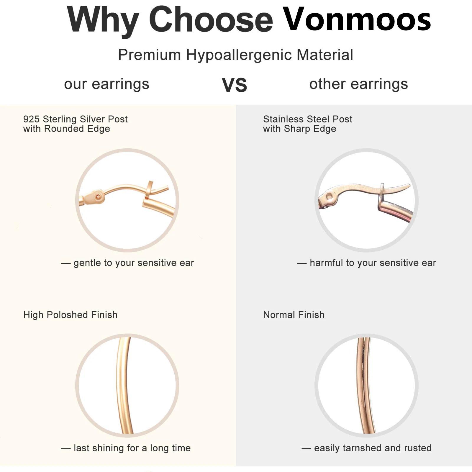 Shevalues Hoop Earrings Set for Women Man 14K Real Gold Plated Copper Hoops with 925 Sterling Silver Needle New Modern Jewelry