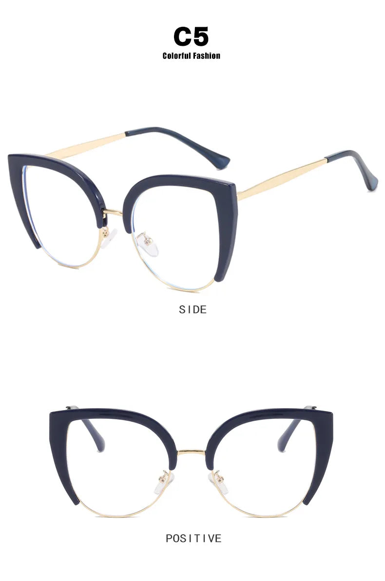 Quality Cat Eye Half Frame Oversized Frame Glasses Anti-blue Light 2023 New Glasses Frame Ins Retro Trend Fashion Glasses 2023