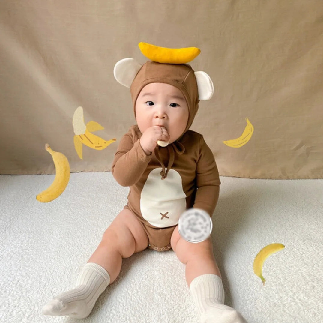 2026 Spring New Baby Long Sleeve Bodysuit + Hat Infant Boy Girl Cute Print Jumpsuit Newborn Toddler Cotton Clothes 0-24M
