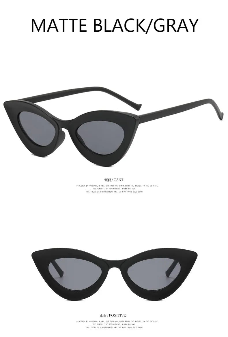 Small Frame Sunglasses Men Women Vintage Cat Eye Sun Glasses Brand Designer Concave Black Cateye Eyewear Shades UV400