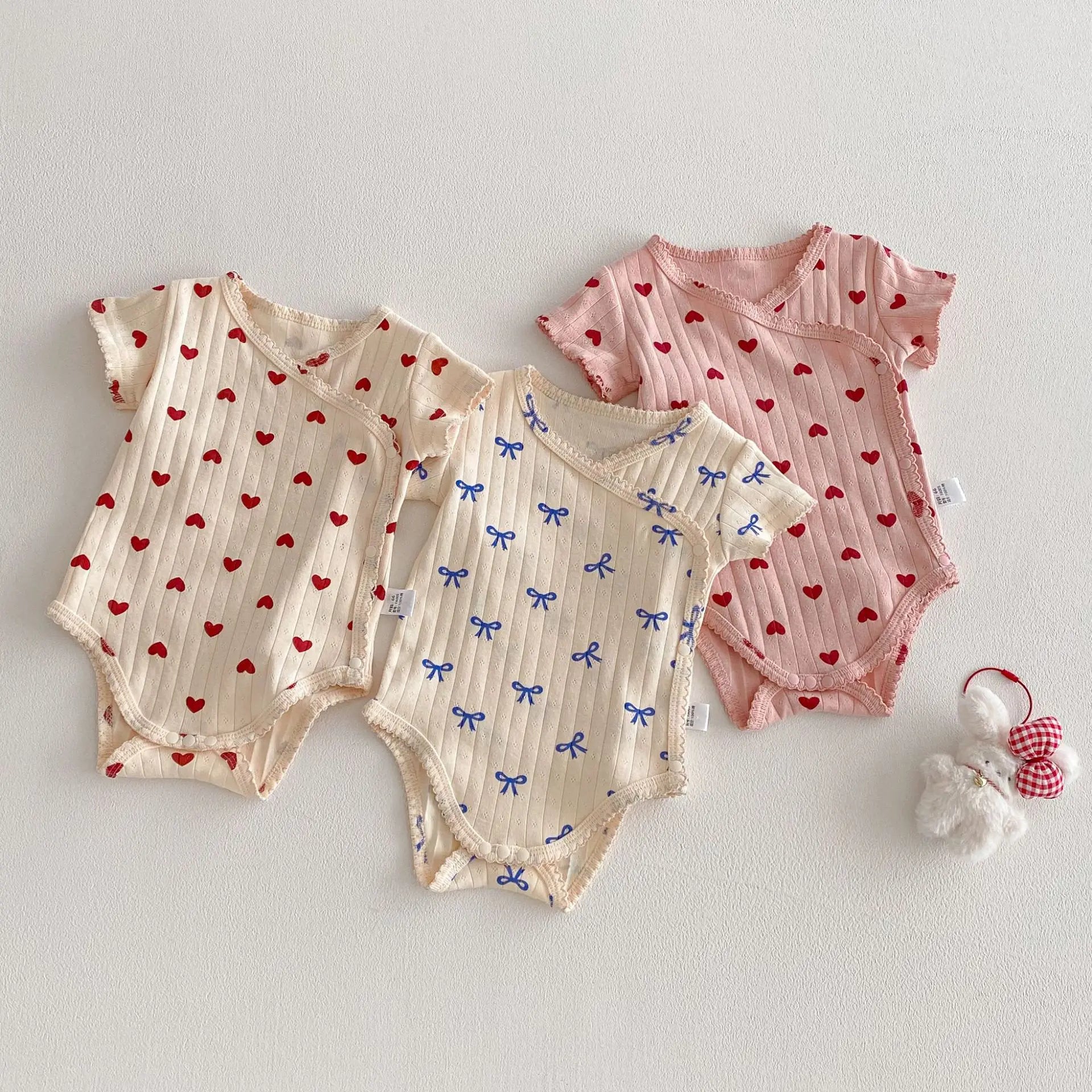 2026 Summer New Baby Sleeveless Sling Bodysuit Cute Infant Girl Heart Print Jumpsuit Cotton Toddler Sling Newborn Clothes 0-24M