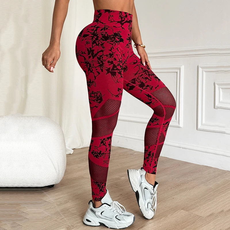 New Seamless Tie-Dye Yoga Leggings High Waisted High Elastic Base Layer Bodyshaping Pants For Gym Fashion Women