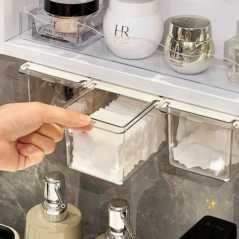 Drawer Storage Box Multifunctional Wall-Mounted Organizer Desk Organizer Dust-Proof Clear Storage Box For Office Bathroom
