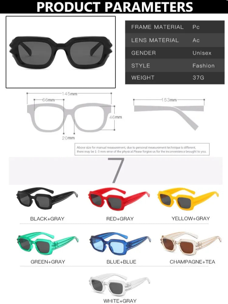 Punk Square Sunglasses 2022 New Ripple Funny Sunglasses Bump Cyberpunk Sunglasses Trendy Hip Hop Glasses UV400