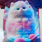 3D Cat Graphic T Shirts Autumn Clothing for Girls O-Neck Streetwear Top Long Sleeve T-Shirt Cartoon Animal Children's T-Shirts