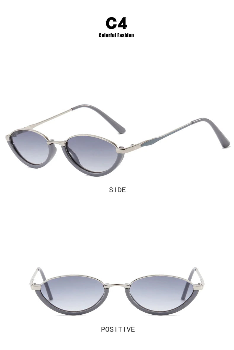 Vintage Half Frame Cat Eye Sunglasses Women Fashion Metal Glasses Punk Trendy Sun Glasses Female Shades for Famale Eyewear Uv400