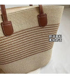 Women's Straw Woven Tote Bag With Hand New Beach Seaside Outdoor Travel Vacation Large Capacity Shoulder Bag Basket Handbag