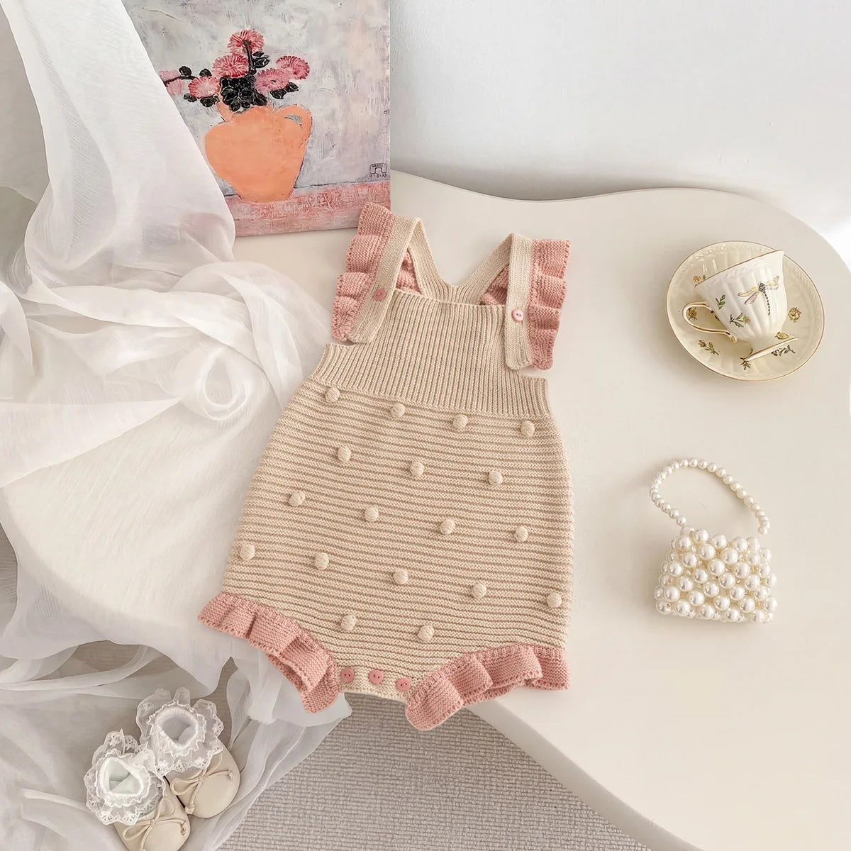 2026 Summer New Baby Girl Sleeveless Strap Bodysuit Solid Infant Girl Casual Knitted Jumpsuit Cotton Toddler Overalls 0-24m