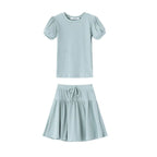 AS 2024 Girls Clothes Short Sleeve 3/4 Kids Boys Clothes For Summer Outfits Girls Clothing Children Ribbed Sets Dress