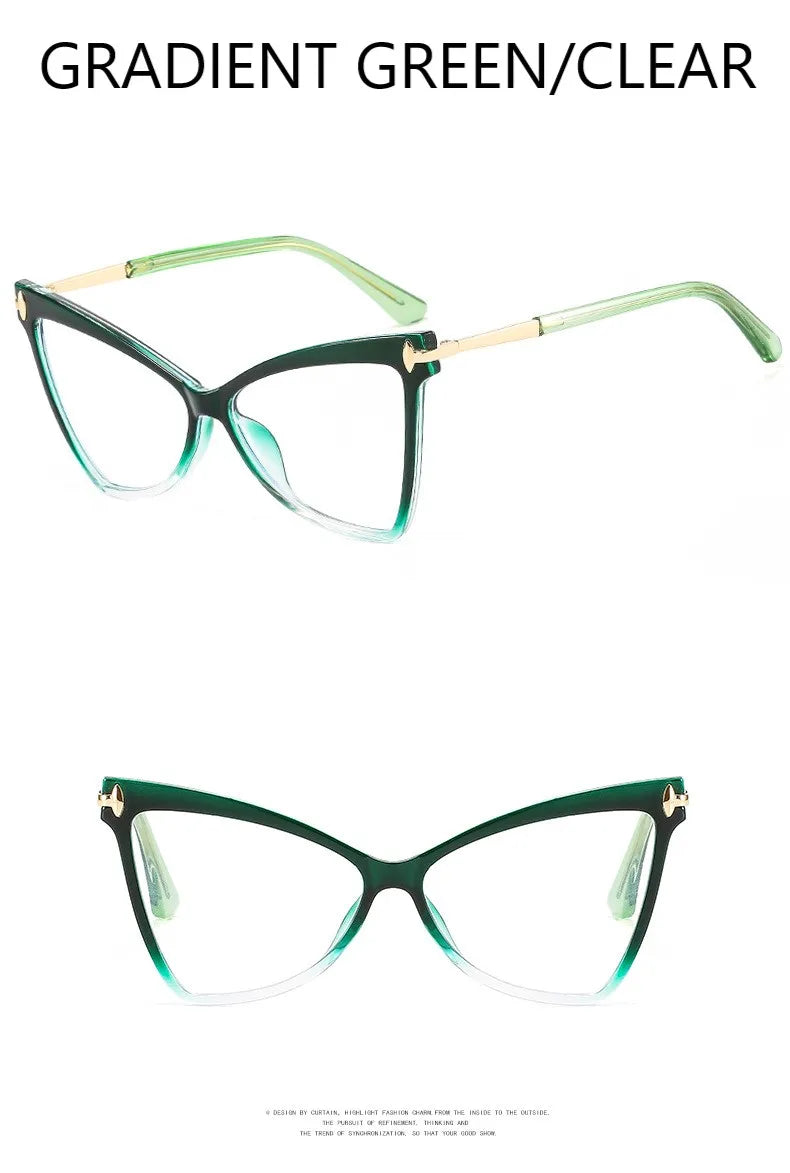 Cat Eye Oversized Glasses Frame TR90 Glasses Personality Fashion Butterfly Computer Glasses Triangle Eyewear 2024