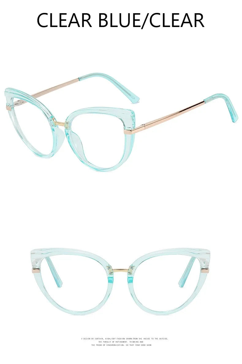 Fashion Anti Blue Light Cat Eye Glasses Frame Blue Light Blocking Eyeglasses Frame for Women Optical Eyewear Cateye Accessories