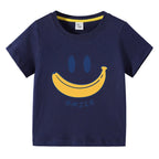 Cute Smiling Banana Kids Short Sleeve T Shirts Boys Girls Same Style Cartoon Casual Tees Comfortable Children Clothing