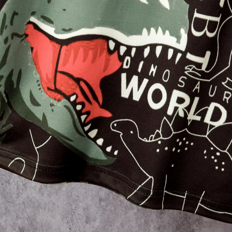 2 Pcs Summer Children's Camouflage Dinosaur Suit Boy Casual Fashion Handsome Vest Girl Comfortable Joker Shorts T-shirt Clothing