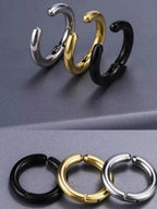 2pcs Stainless Steel Clip-On Hoop Earrings for Non-Pierced Ears, 8-14mm Sizes