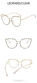 2023 Luxury Metal Women Cat Eye Optical Glasses Frame for Women Clear Fashion Transparent Fashion Computer Hollow Eyeglasses