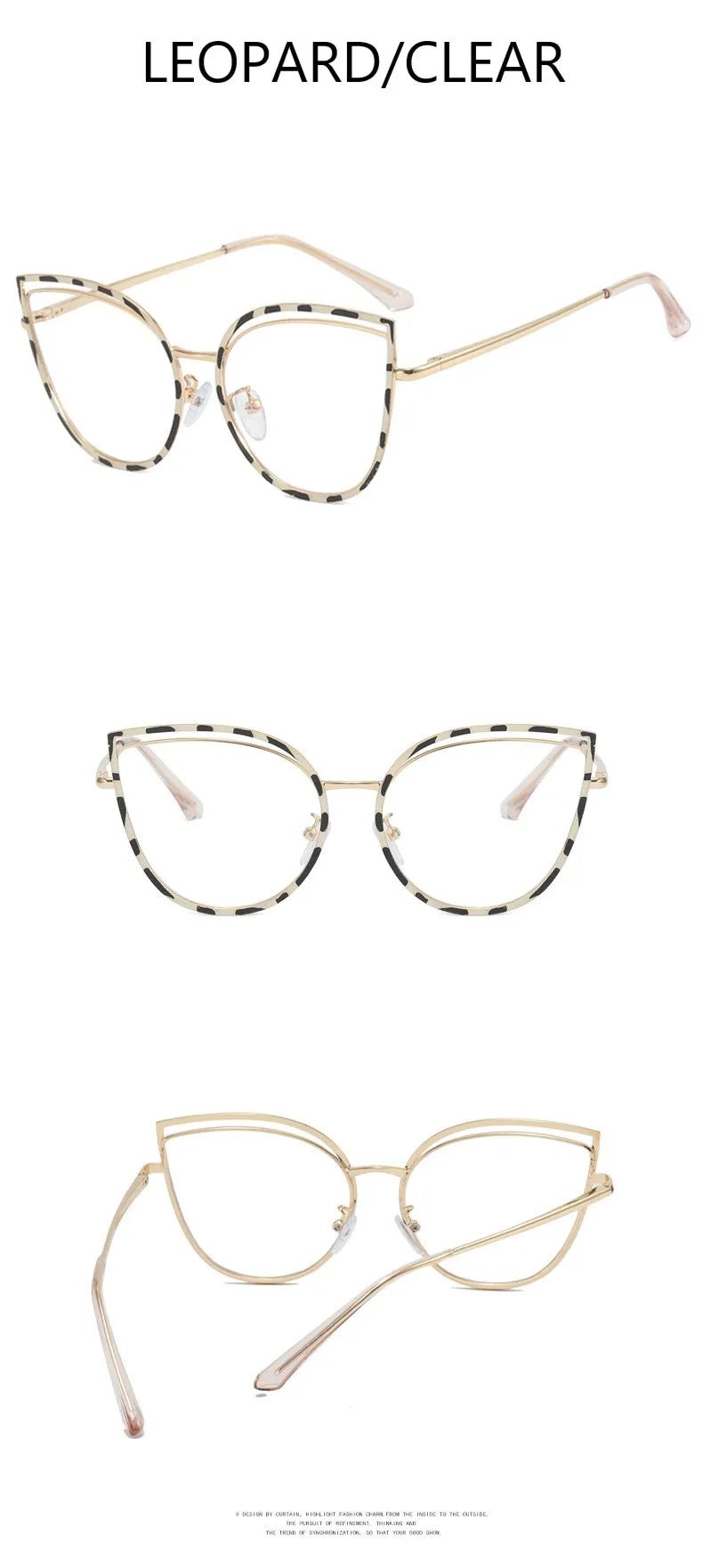 2023 Luxury Metal Women Cat Eye Optical Glasses Frame for Women Clear Fashion Transparent Fashion Computer Hollow Eyeglasses