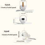Rechargeable Ceiling Fan Light Energy Saving with Remote Control Hanging Fan Light 3 Gears Intelligent Electric Fan Night Lamp