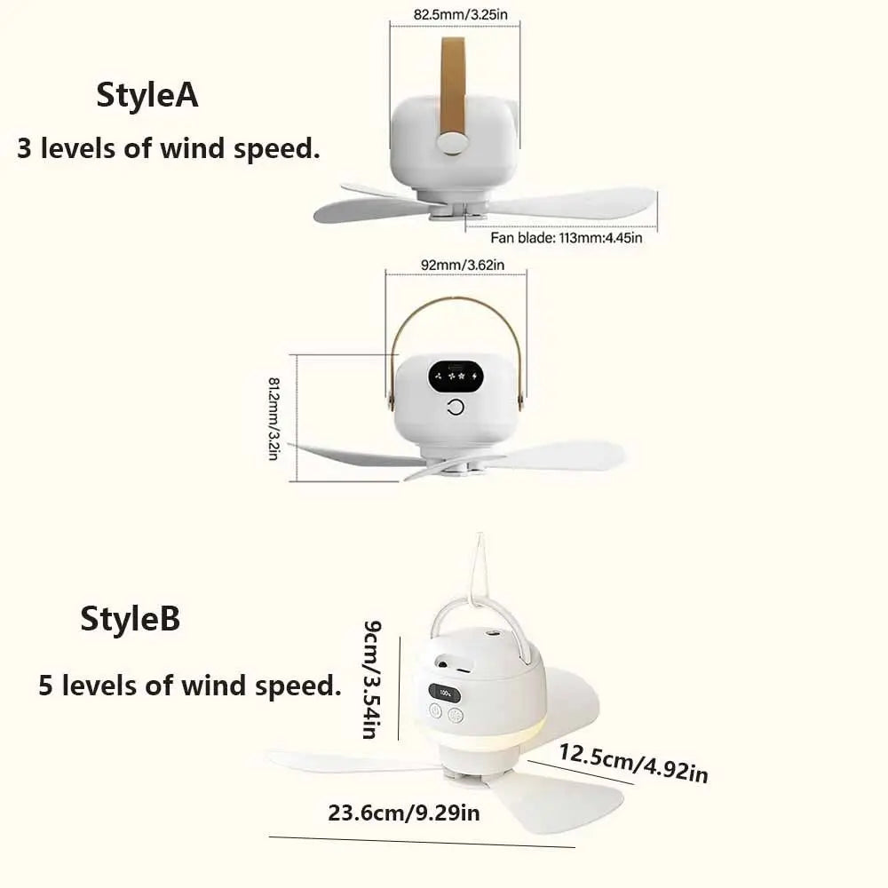 Rechargeable Ceiling Fan Light Energy Saving with Remote Control Hanging Fan Light 3 Gears Intelligent Electric Fan Night Lamp
