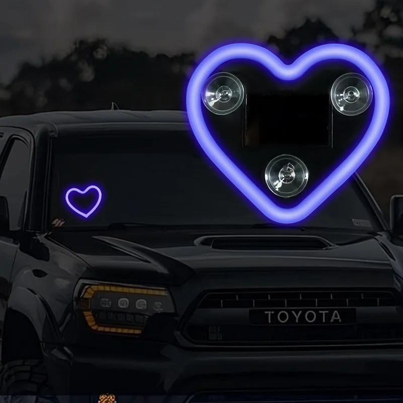 Universal Car Solar Heart-shaped Light Car Window LED Peach Heart Atmosphere Lamp for Car Exterior Interior Decoration