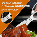 Multi-Purpose Kitchen Scissors, Ultra Sharp Heavy-Duty Cooking Shears, Stainless Steel & Dishwasher Safe - For Meat, Chicken