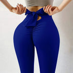 Womens Butt Lift High Waisted Yoga Pants Tummy Control Bow-Knot Tie Workout Leggings Sport Tights Running Leggings