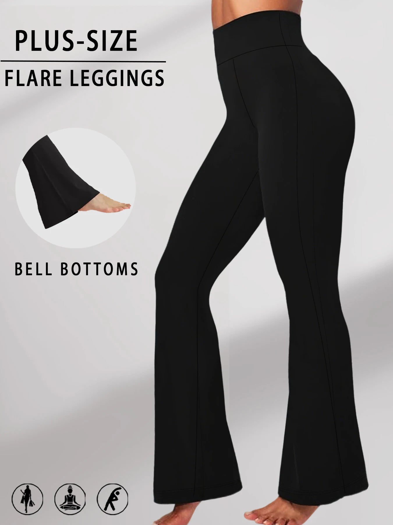 Plus Size Women's Super Soft Flare Pants High Waisted Tummy Control Workout Yoga Push Up Gym Fitness Long Leggings Bell Bottoms
