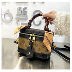 Brand Designer Women's Printed Box Bag Handbags Ladies Retro Patchwork Handbags Wild Portable Shoulder Corssbody Cosmetic Bag