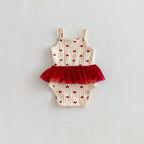 2026 Summer New Baby Sleeveless Sling Bodysuit Cute Infant Girl Heart Print Jumpsuit Cotton Toddler Sling Newborn Clothes 0-24M