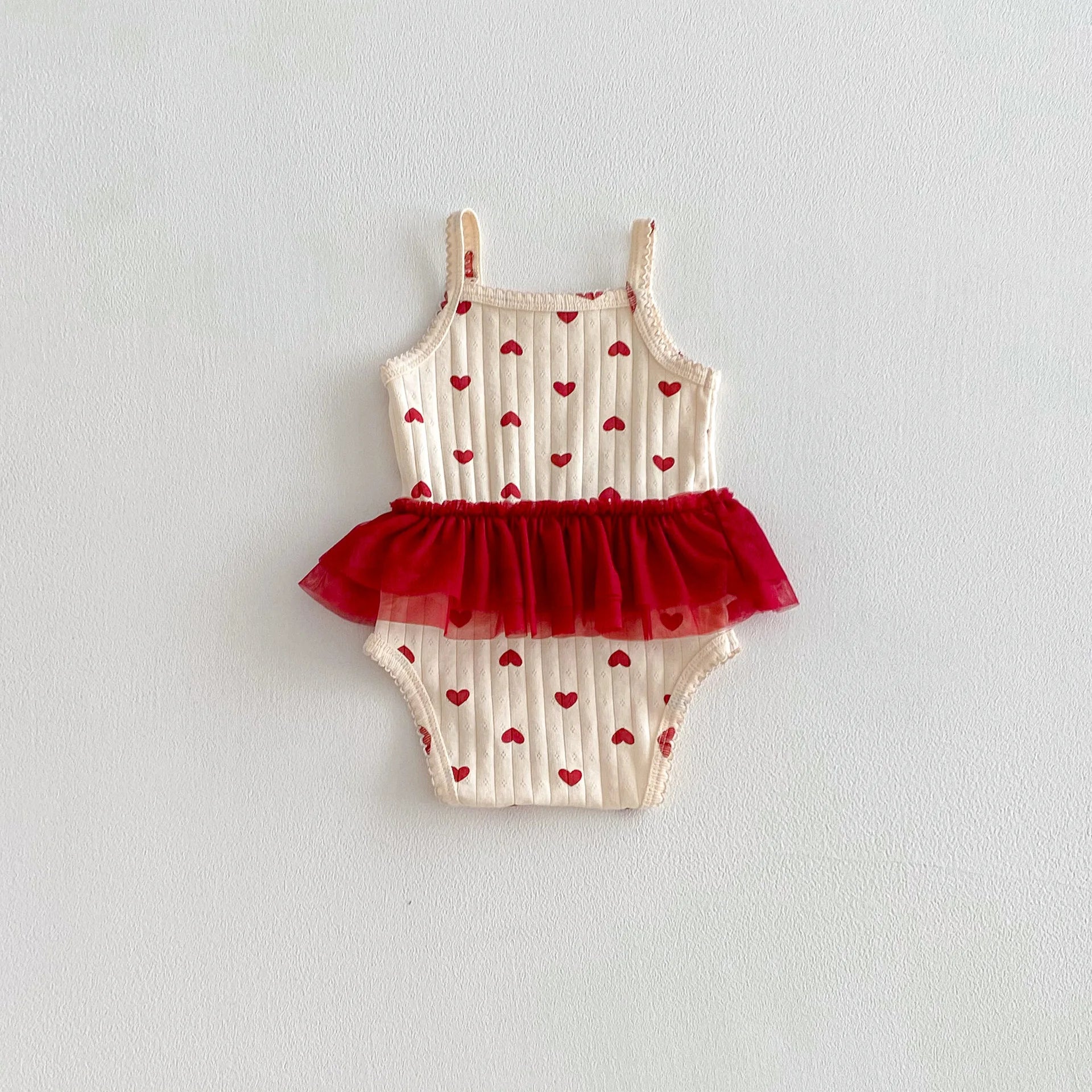 2026 Summer New Baby Sleeveless Sling Bodysuit Cute Infant Girl Heart Print Jumpsuit Cotton Toddler Sling Newborn Clothes 0-24M