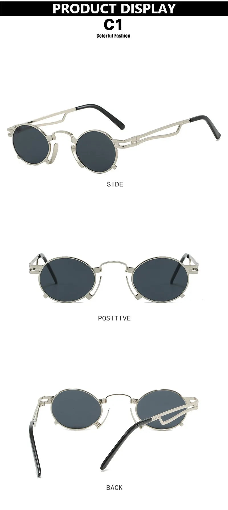 Retro Punk Round Sunglasses Small Frame Unisex 2025 New Trendy Vintage Metal Eyewear Designer Shadow for Women UV400 Protection