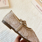 2026 Summer Kids Shoes Girls Sandals Lace Floral Princess Shoes Children Soft Sole Flat Party Dress Breathable Shoes