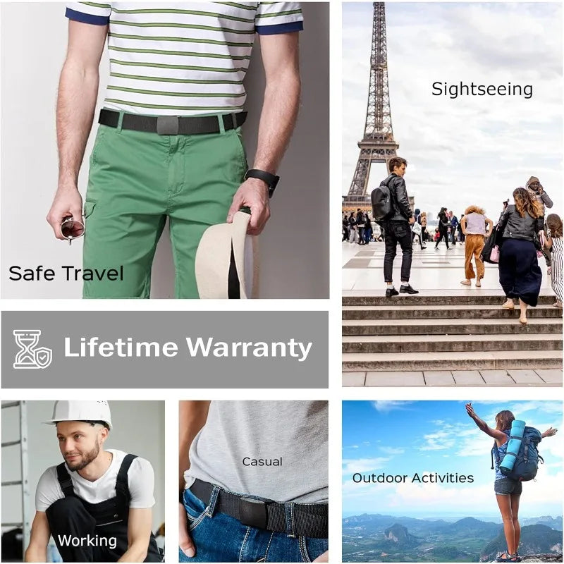 Travel Security Belt with Hidden Pocket Adjustable Cash Strap Slim Waist Wallet for Passport Money Anti-Pickpocket Waist Bag