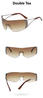 Cyberpunk Y2K Sunglasses Women Fashion Rimless One Piece Sun Glasses Men Vintage Shades 2000S Accessories 90S Gradient Glasses
