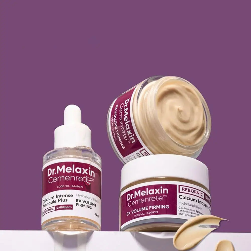 Cemenrete Calcium Skincare Set - Calcium Volume Serum Cream Eye Patches Multi Balm Anti Aging Firming Fade Fine Lines Brighten