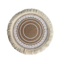 Vintage Pastoral Round Cotton Linen Placemats Handwoven Jute Tassels Placemats Soft Non-slip Table Pads Vase Mats Accessories