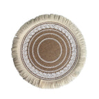 Vintage Pastoral Round Cotton Linen Placemats Handwoven Jute Tassels Placemats Soft Non-slip Table Pads Vase Mats Accessories
