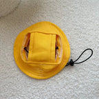 Fashion Cotton Pet Sunshade Cap Solid Color Adjustable Dog Cat Bucket Hat Sun Protection Breathable Pet Sunscreen Tie Hat Travel
