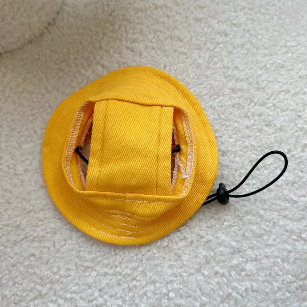 Fashion Cotton Pet Sunshade Cap Solid Color Adjustable Dog Cat Bucket Hat Sun Protection Breathable Pet Sunscreen Tie Hat Travel