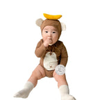 2026 Spring New Baby Long Sleeve Bodysuit + Hat Infant Boy Girl Cute Print Jumpsuit Newborn Toddler Cotton Clothes 0-24M