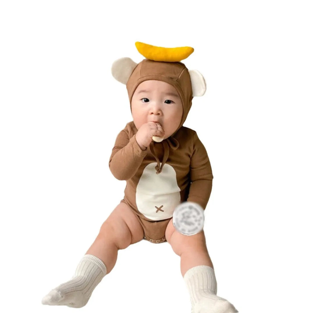 2026 Spring New Baby Long Sleeve Bodysuit + Hat Infant Boy Girl Cute Print Jumpsuit Newborn Toddler Cotton Clothes 0-24M
