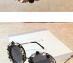 Diamond Crystal Round Sunglasses Women Luxury Brand Designer Glasses Eyeglasses Female Big Frames Shades Eyewear Vintage UV400