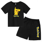 Children's Summer Set Boys and Girls Version Round-neck Cartoon Sports T-shirt - Short-sleeved Short Pants Set Clothing 3-13