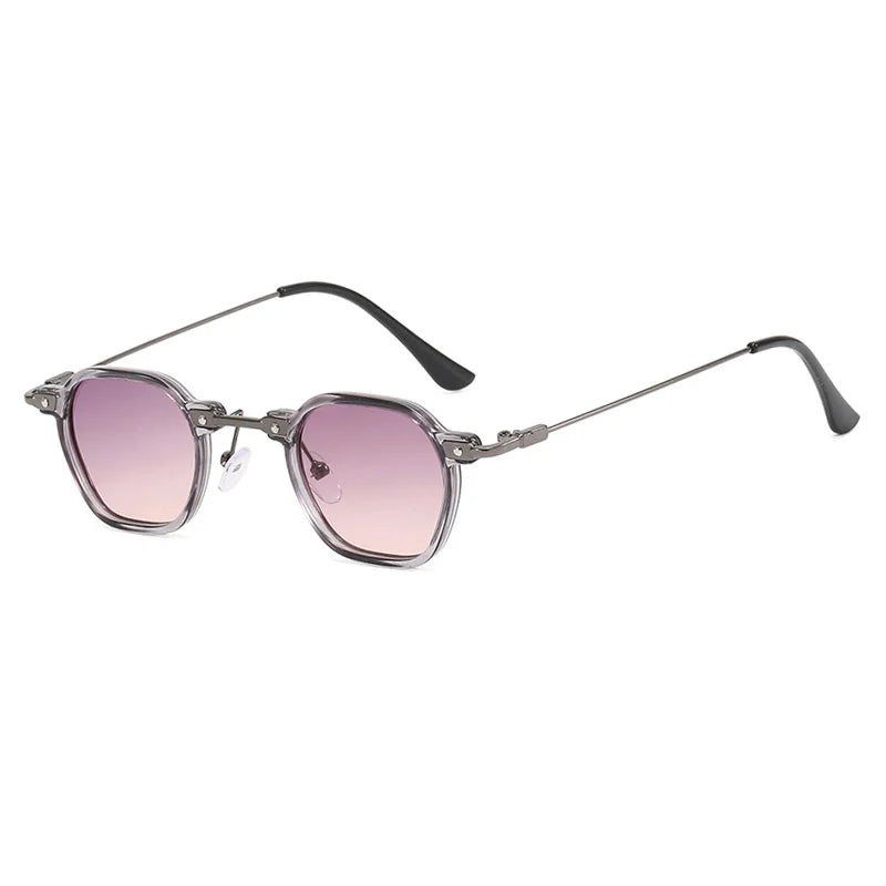 Retro Square Sunglasses Men Small Frame Sun Glasses Women New Fashion Polygonal Metal Eyeglasses Shadow UV400