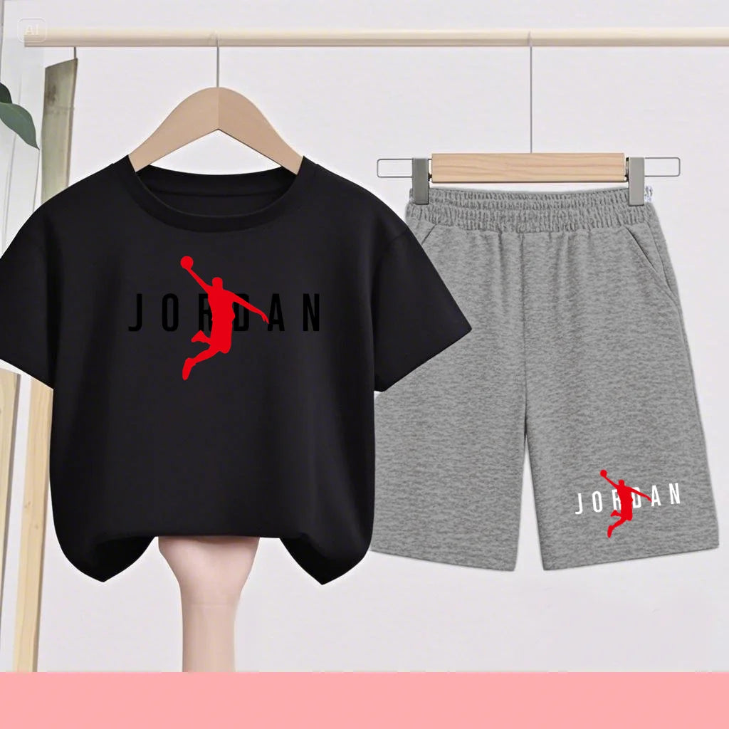 Children's sports suit, sports T-shirt,short sleeve and shorts, boys'and girls'sports uniform set,suitable for 3 to13 years old