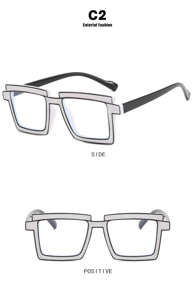 Retro Personality Rectangular Glasses Frame Woman Man Brand Designer Fashion Square Eyeglasses TR90 Eyewear with Pouch & Cloth
