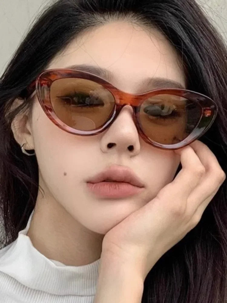 Retro Concave Cat Eye Sunglasses Women Fashion Brand Designer New Sun Glasses Cateye Eyeglasses Shadow for Female